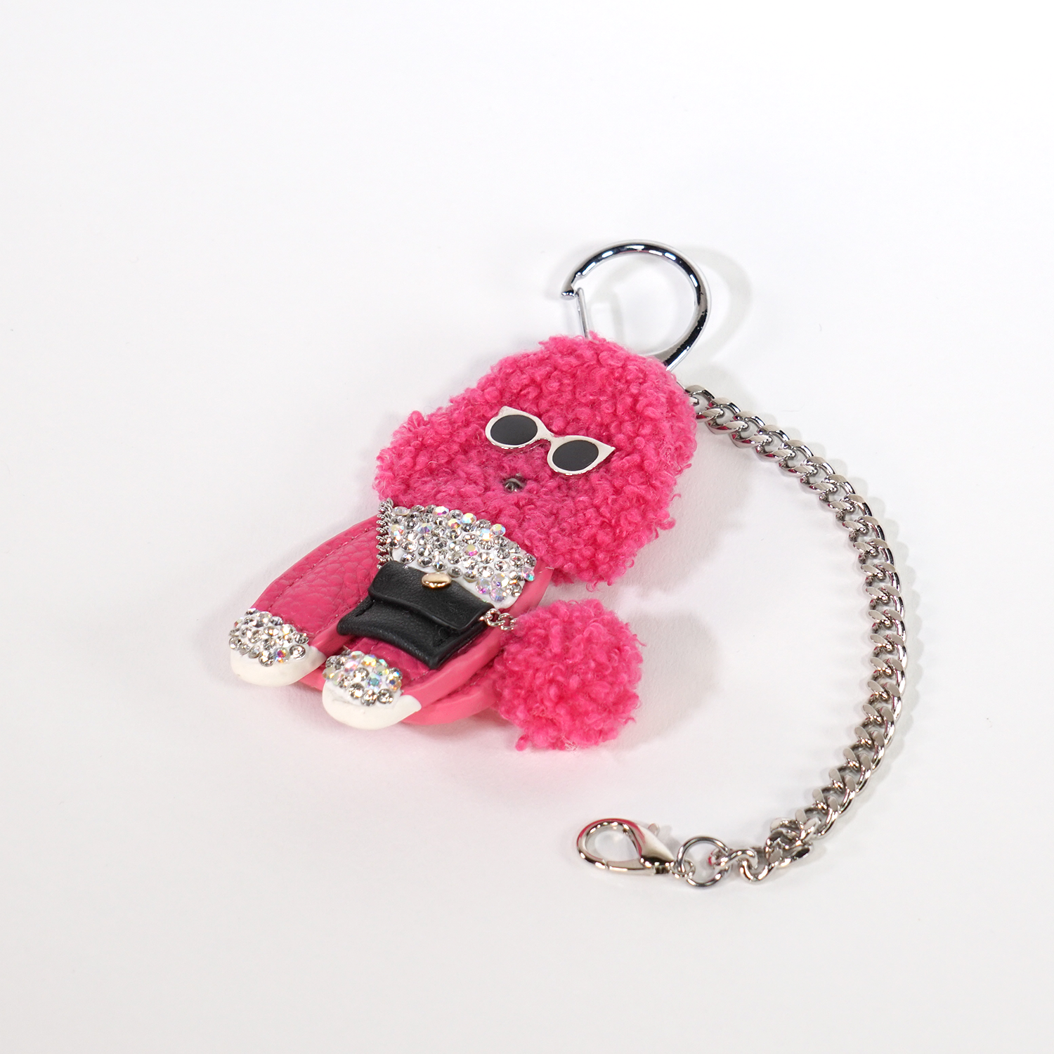 POODLE RHINESTONE KEY CHAIN-PINK